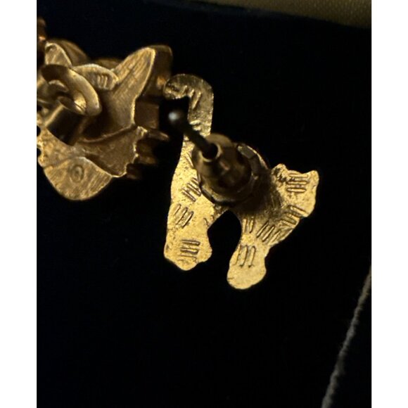 Avon Black Cat Enamel Rhinestone Gold Tone Pierced Stud Earrings Halloween~Goth - Picture 6 of 6